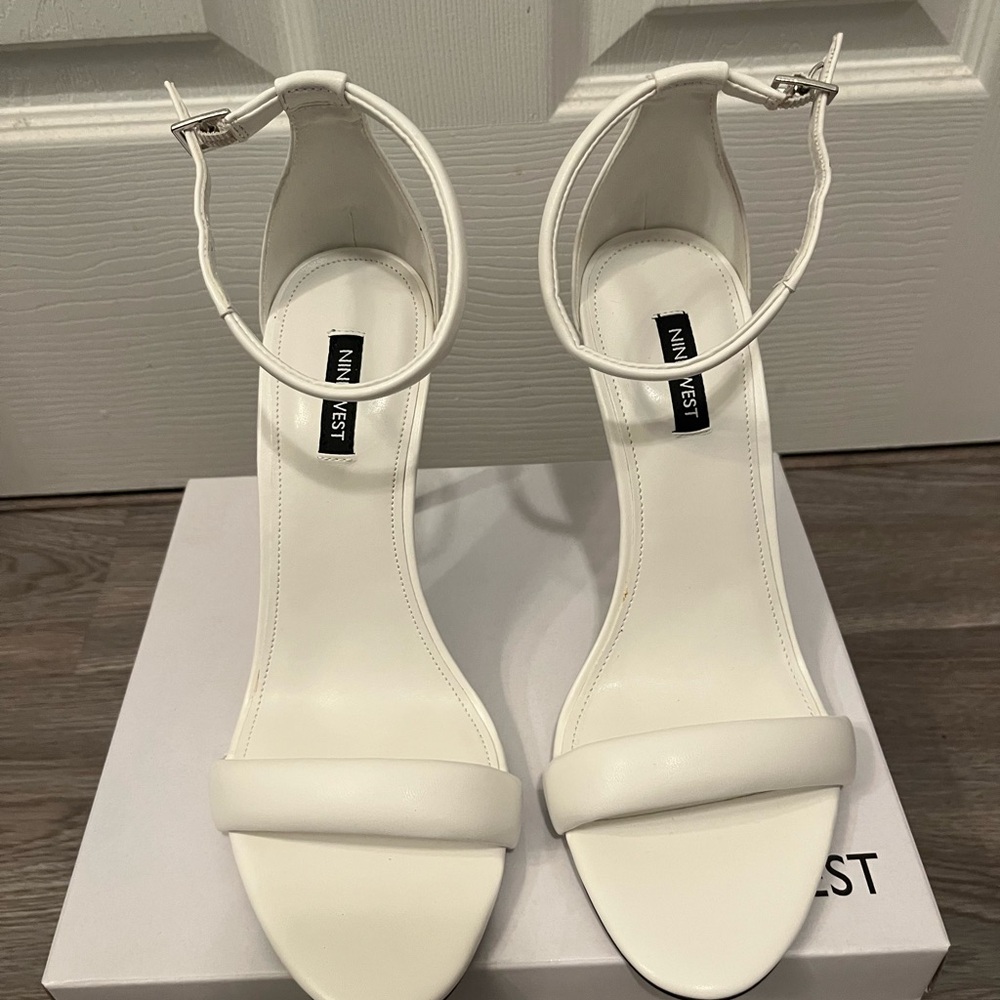 Nine West Women's Cream Ankle Strap Heels